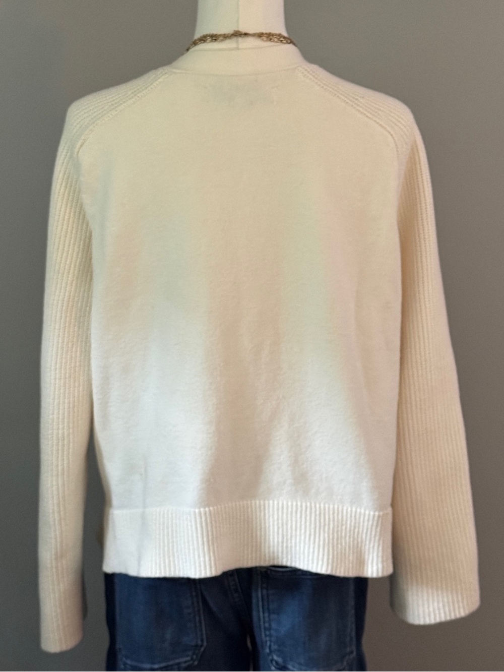 LOFT Cream V-Neck Button Cardigan - Picture 2 of 6